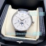 AAA Clone IWC Portofino Perpetual Calendar Automatic Watch White Face Black Leather Strap 